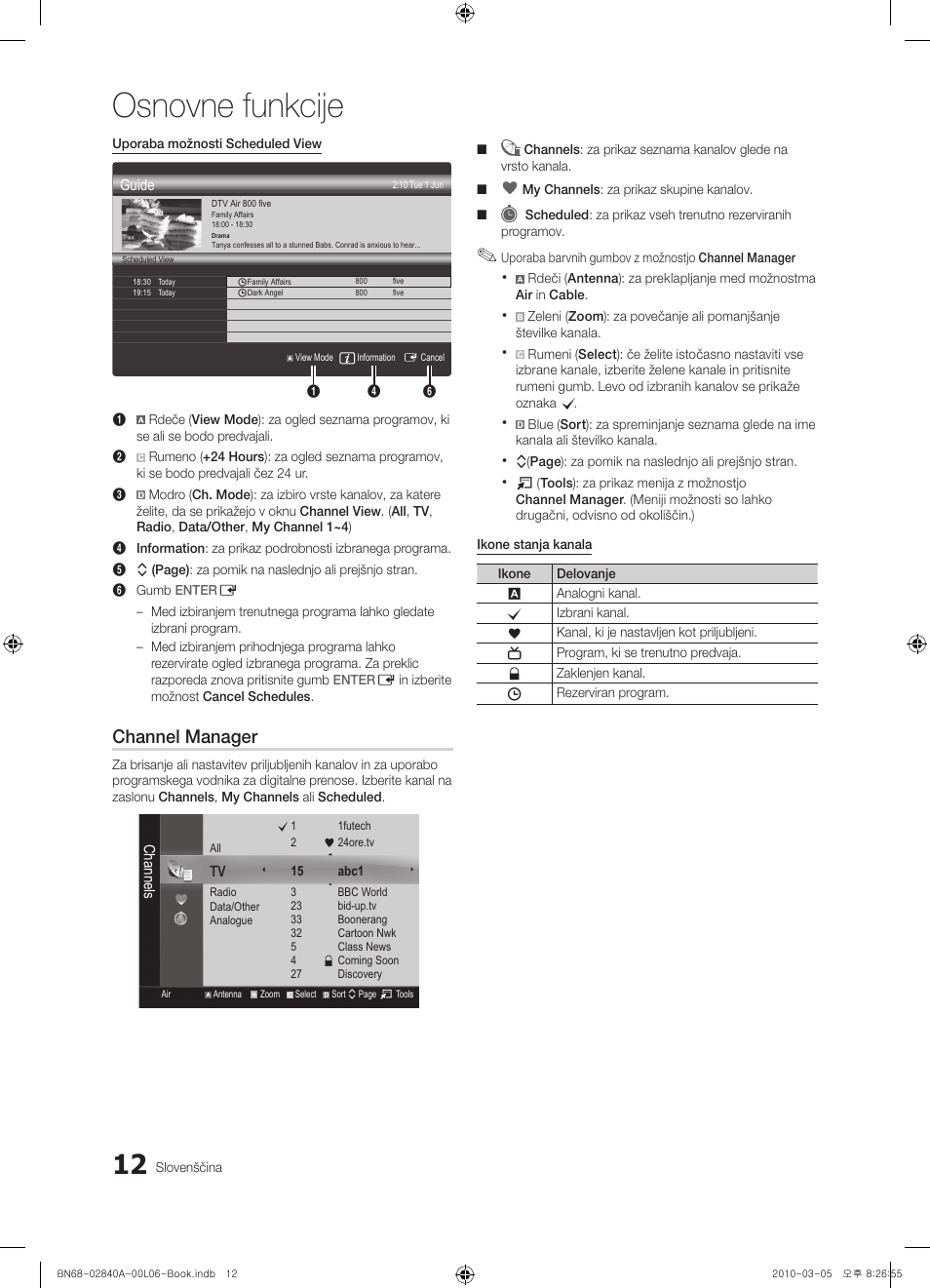 Osnovne funkcije, Channel manager | Samsung UE40C6600UW User Manual | Page 252 / 362
