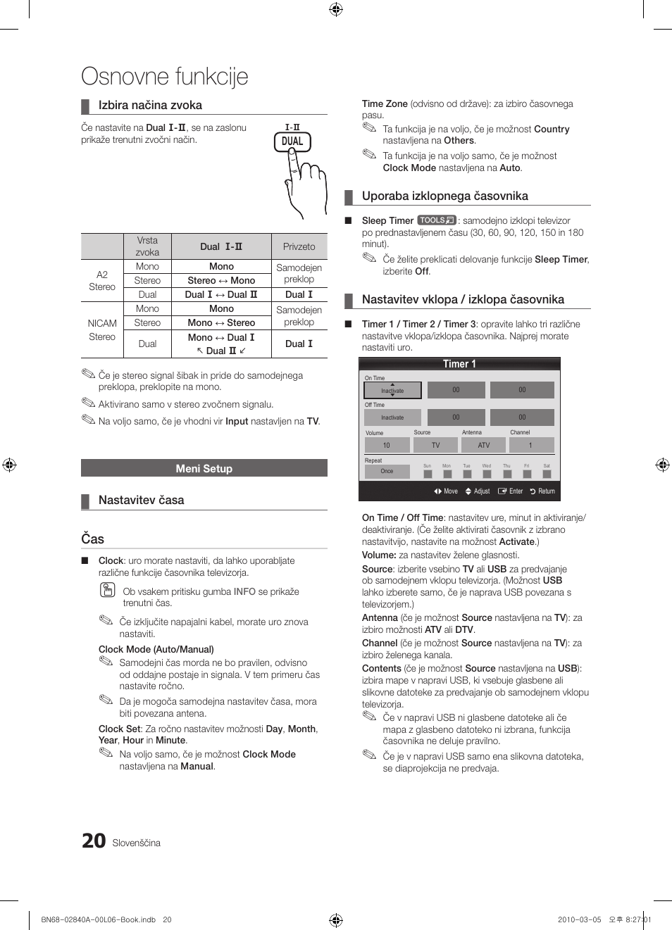 Osnovne funkcije | Samsung UE40C6600UW User Manual | Page 260 / 362