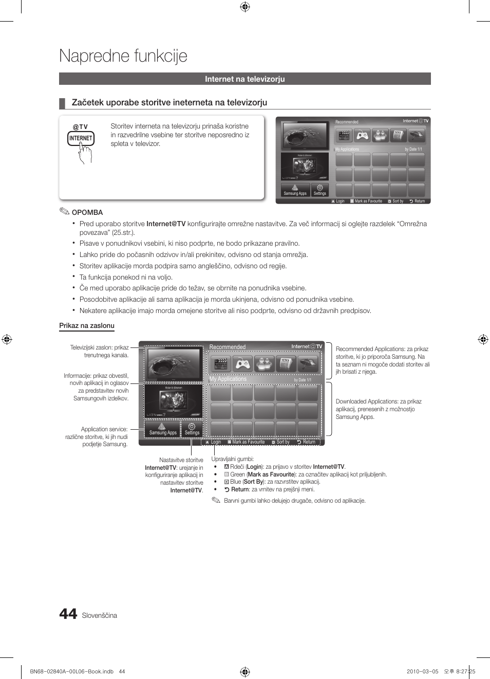 Napredne funkcije | Samsung UE40C6600UW User Manual | Page 284 / 362