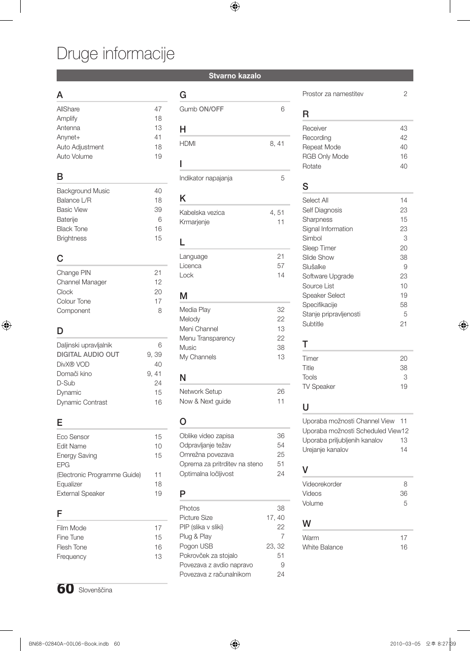 Druge informacije | Samsung UE40C6600UW User Manual | Page 300 / 362