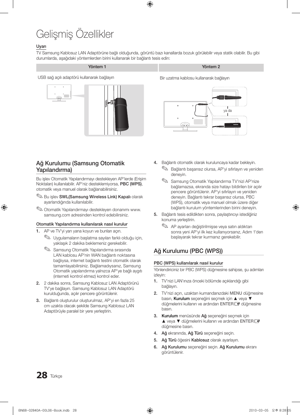 Gelişmiş özellikler | Samsung UE40C6600UW User Manual | Page 328 / 362
