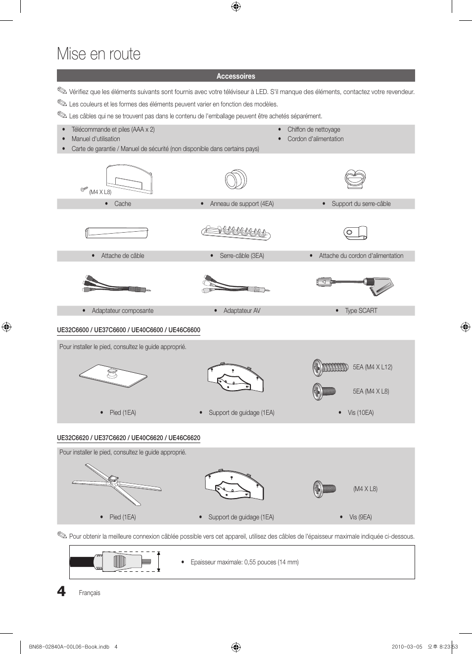 Mise en route | Samsung UE40C6600UW User Manual | Page 64 / 362