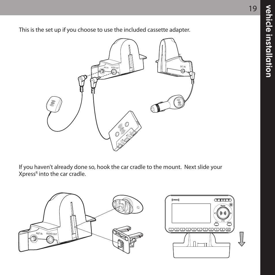 Ve h ic le in s ta lla ti o n 19 | Audiovox XPRESS XMCK-20P User Manual | Page 19 / 62