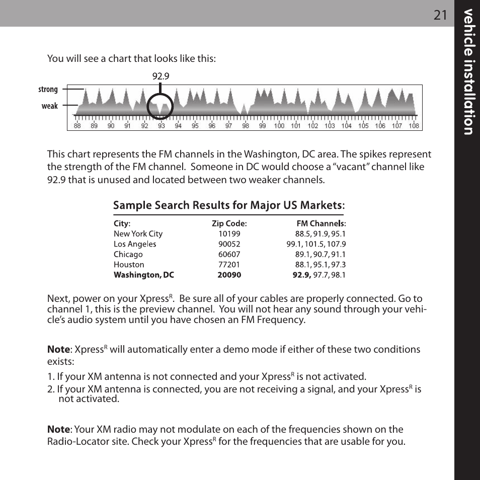 Ve h ic le in s ta lla ti o n 21 | Audiovox XPRESS XMCK-20P User Manual | Page 21 / 62