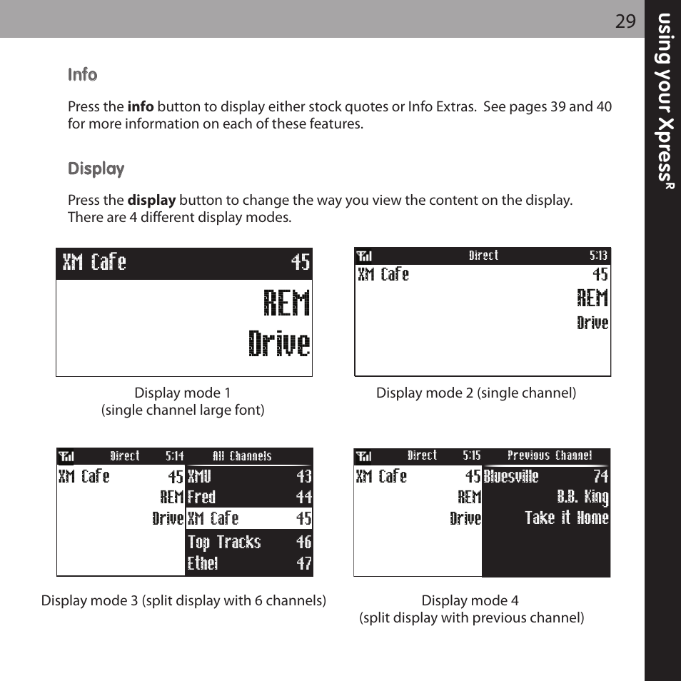 Rem drive, Xm cafe 45 | Audiovox XPRESS XMCK-20P User Manual | Page 29 / 62