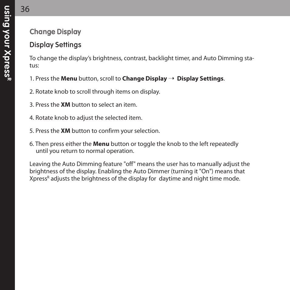 Audiovox XPRESS XMCK-20P User Manual | Page 36 / 62