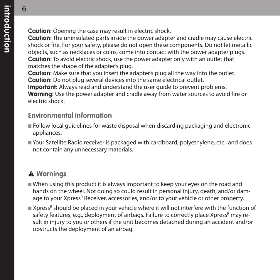 Audiovox XPRESS XMCK-20P User Manual | Page 6 / 62