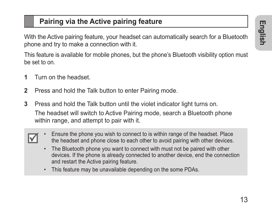 Pairing via the active pairing feature | Samsung BHM1100 User Manual | Page 15 / 75