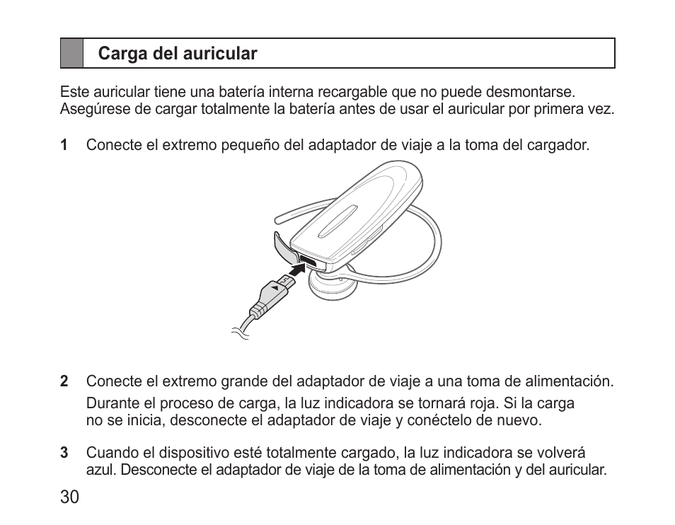 Carga del auricular | Samsung BHM1100 User Manual | Page 32 / 75