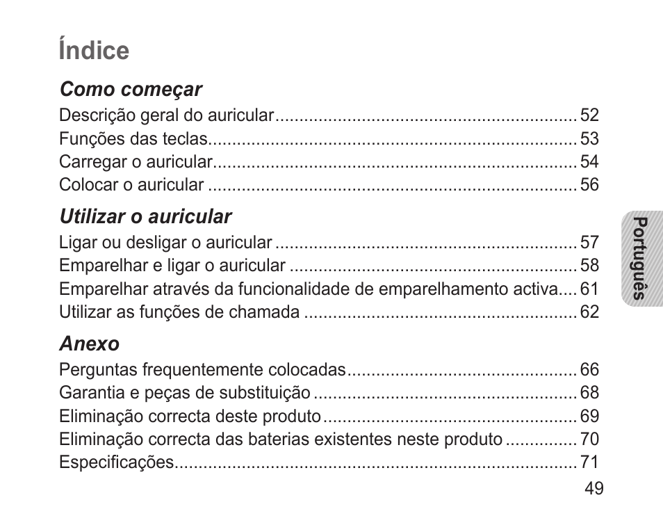 Índice | Samsung BHM1100 User Manual | Page 51 / 75