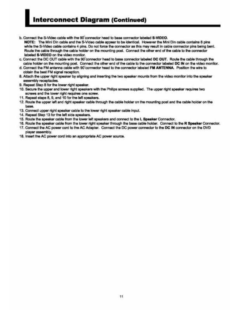 Interconnect diagram (continued) | Audiovox VE 1510DV User Manual | Page 12 / 60