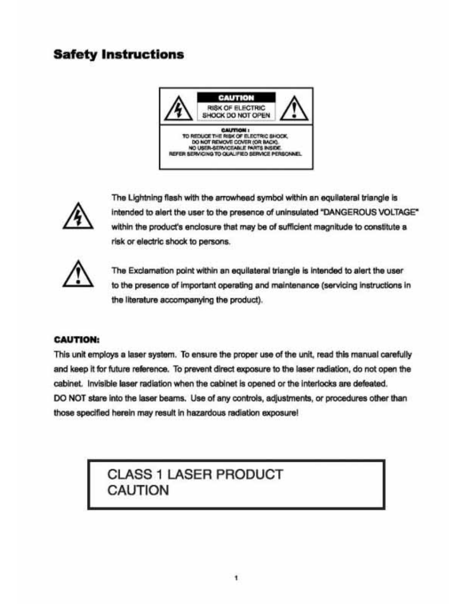 Safety instructions, Caution | Audiovox VE 1510DV User Manual | Page 2 / 60