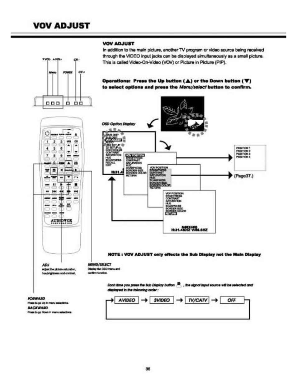 Vov adjust, Svidfo | Audiovox VE 1510DV User Manual | Page 35 / 60