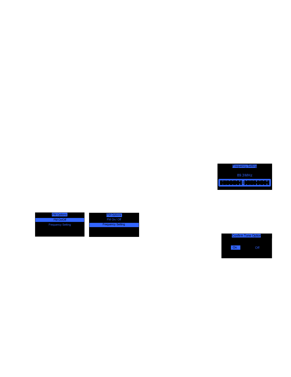 Fm options, Confirm tone option | Audiovox XR9 User Manual | Page 16 / 35