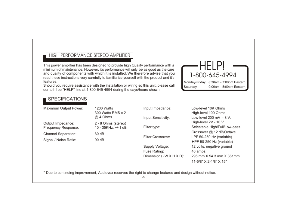 Help | Audiovox AXT-1200 User Manual | Page 3 / 14