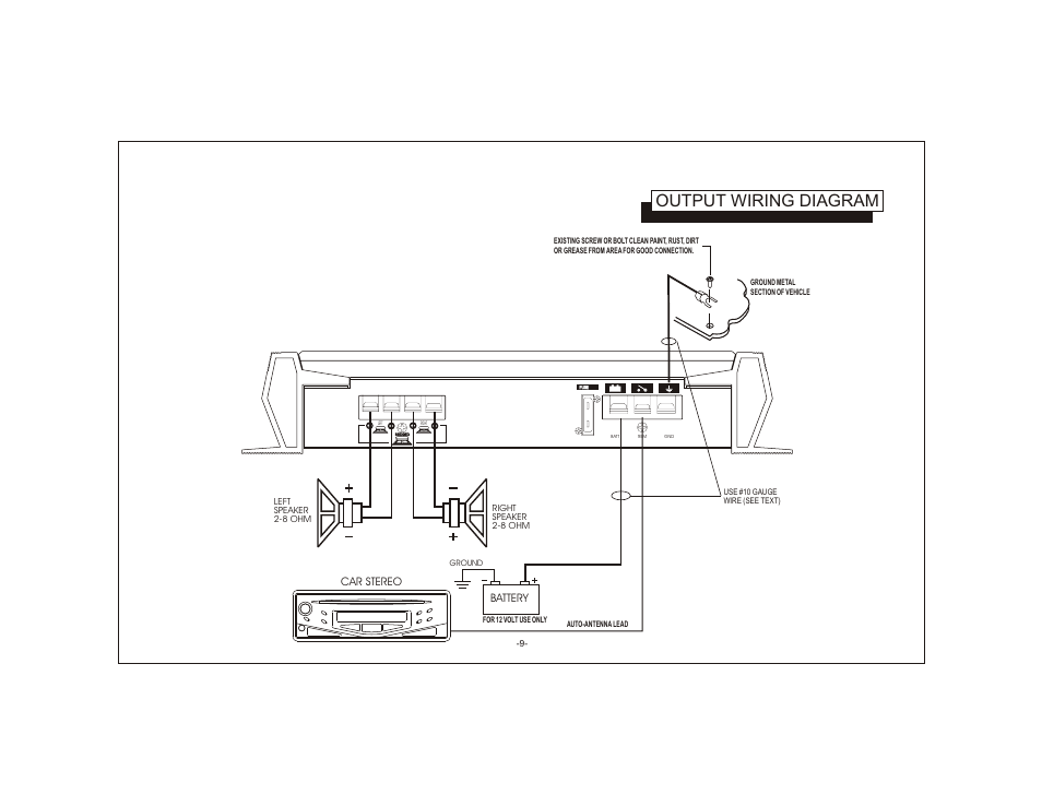 Output wiring diagram | Audiovox AXT-1200 User Manual | Page 9 / 14
