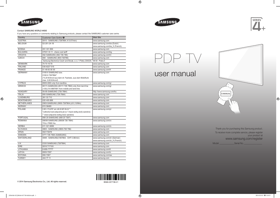 Samsung PE51H4500AW User Manual | 89 pages