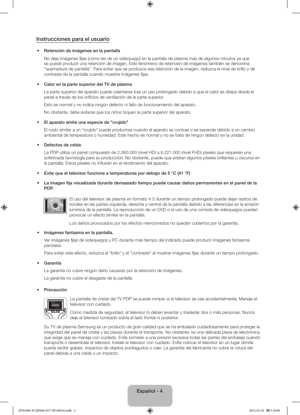 Instrucciones para el usuario | Samsung PE51H4500AW User Manual | Page 48 / 89