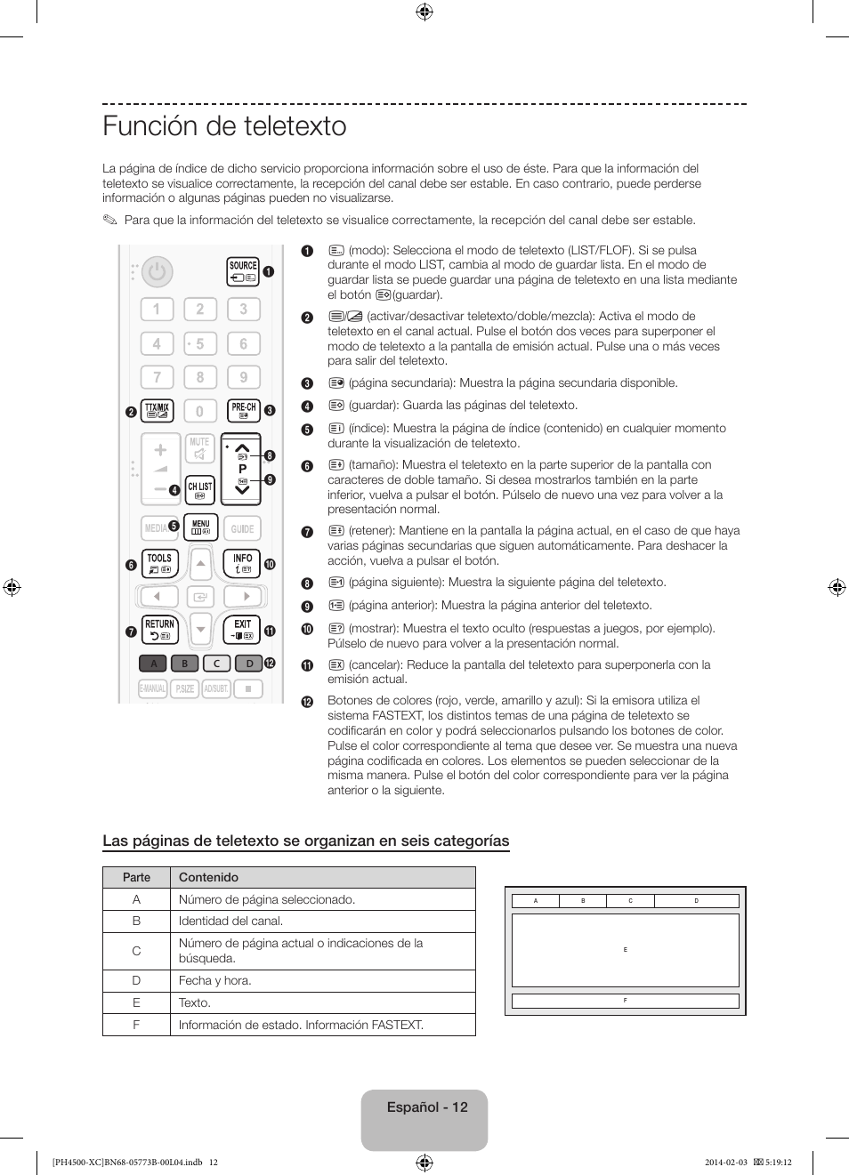 Función de teletexto | Samsung PE51H4500AW User Manual | Page 56 / 89
