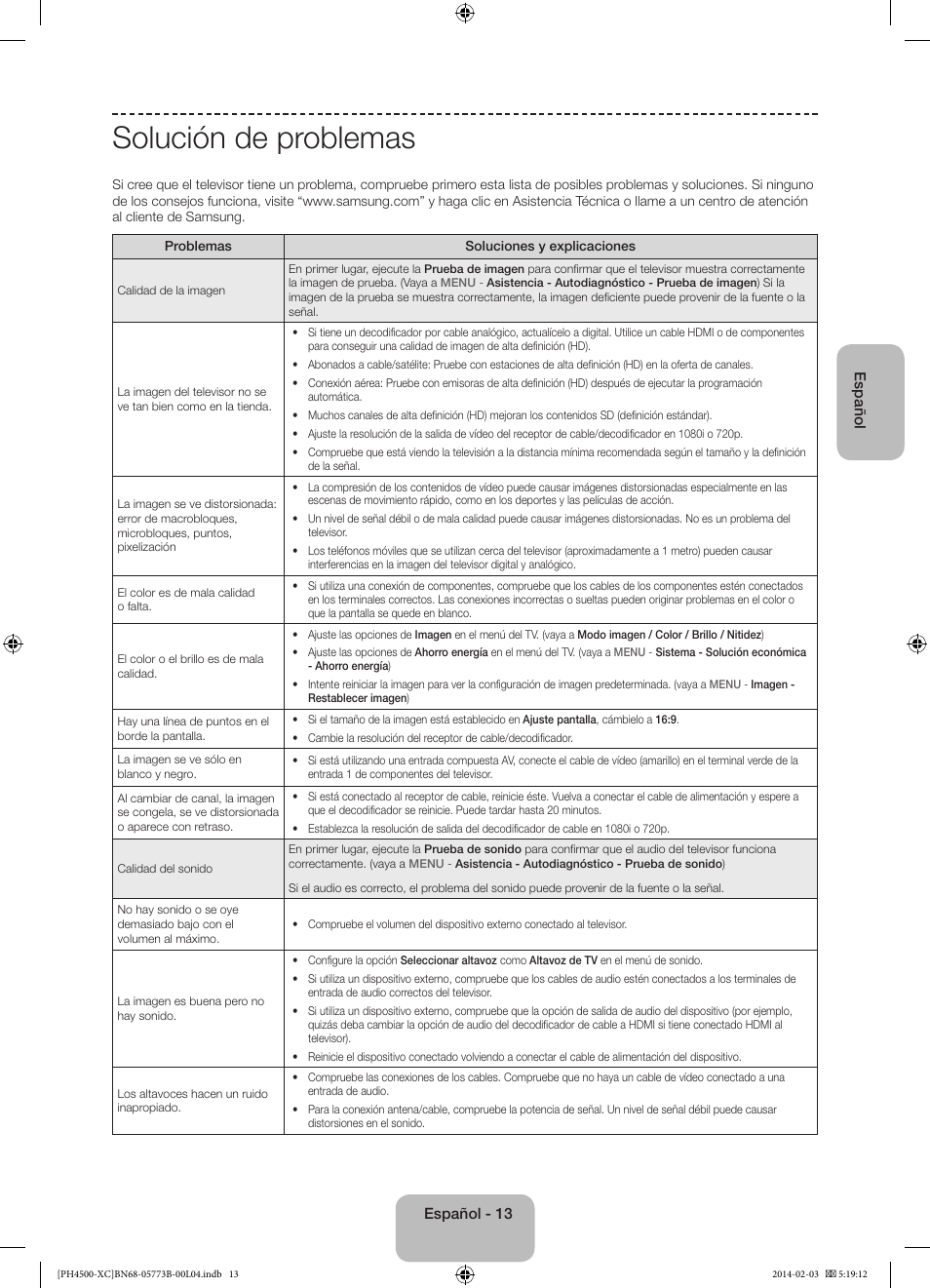 Solución de problemas | Samsung PE51H4500AW User Manual | Page 57 / 89