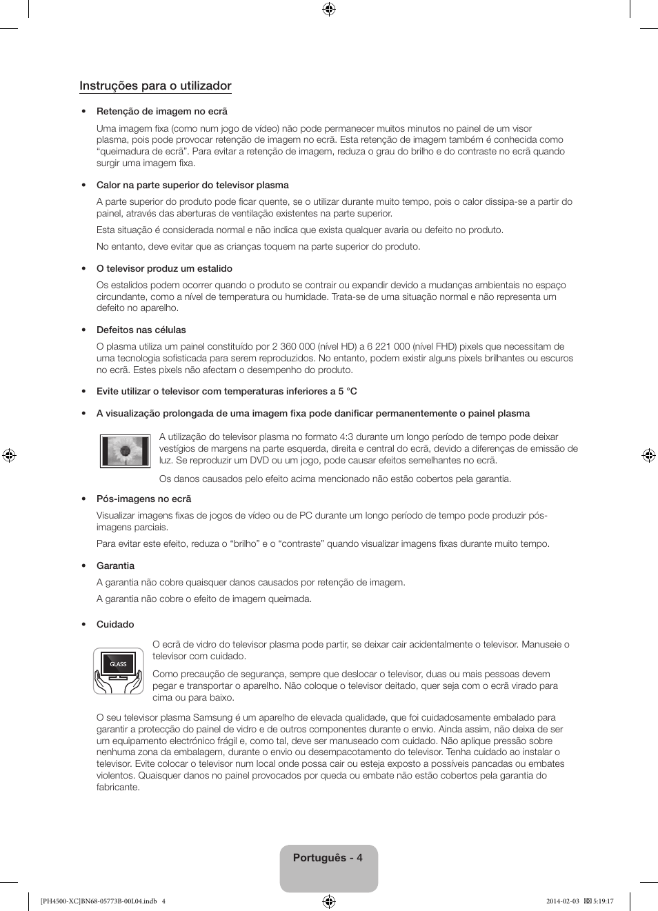 Instruções para o utilizador | Samsung PE51H4500AW User Manual | Page 70 / 89