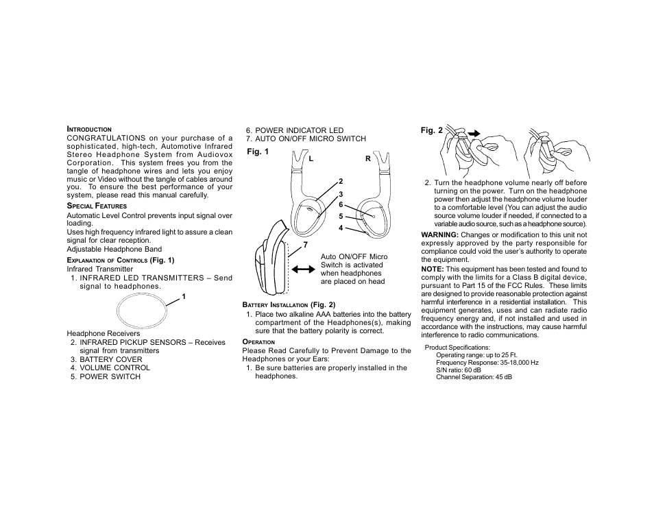 Audiovox WHS100 User Manual | Page 2 / 2