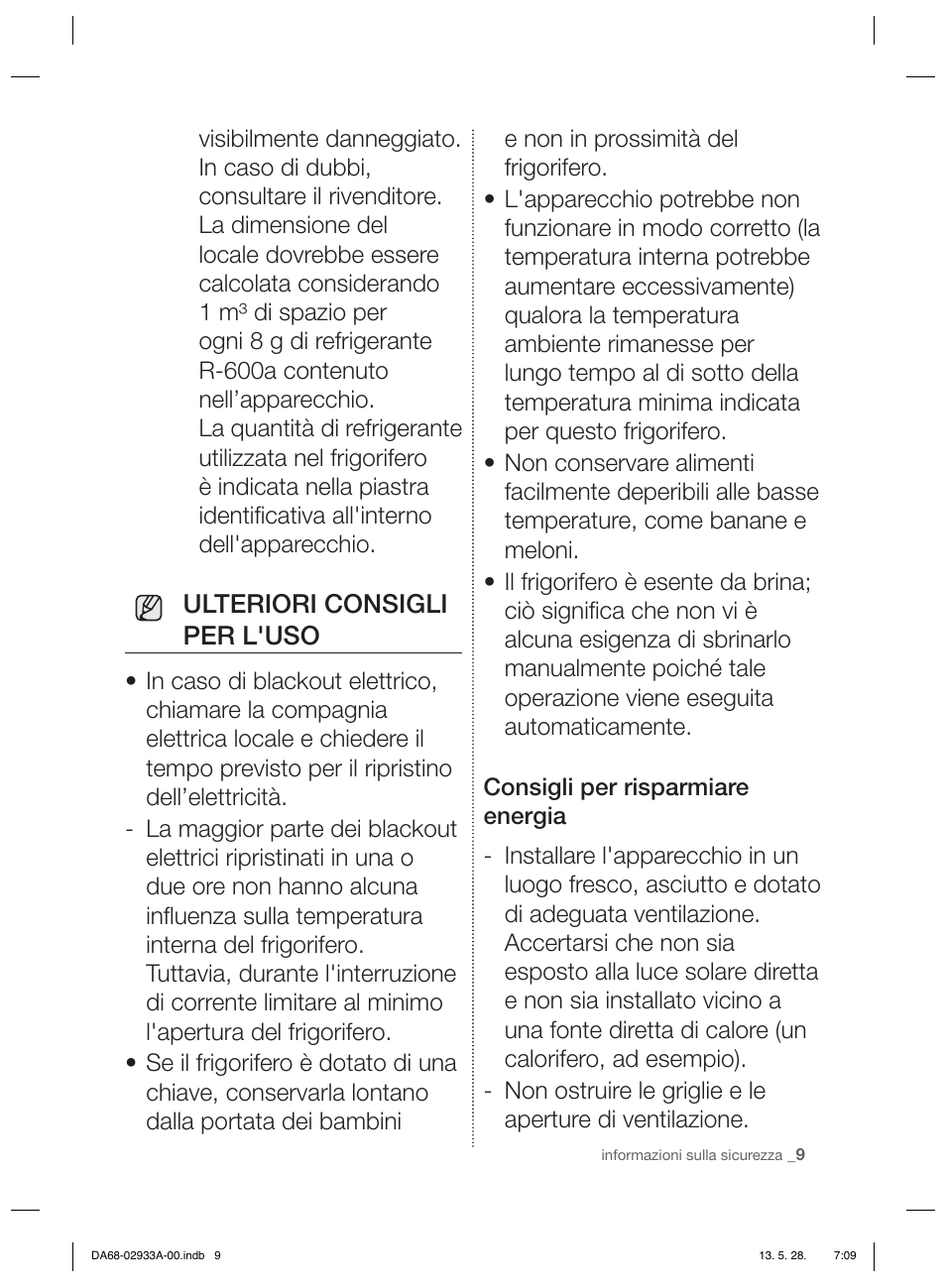 Ulteriori consigli per l'uso | Samsung RR3773ATCSR User Manual | Page 31 / 112