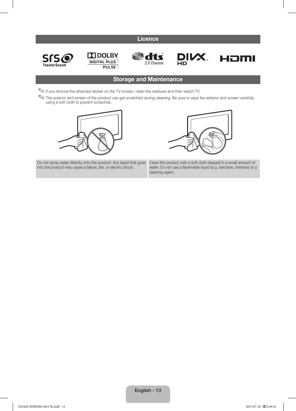 Samsung LA32E420E2W User Manual | Page 13 / 49
