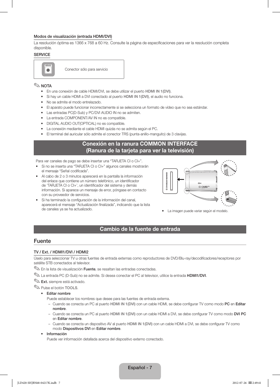 Cambio de la fuente de entrada fuente | Samsung LA32E420E2W User Manual | Page 31 / 49