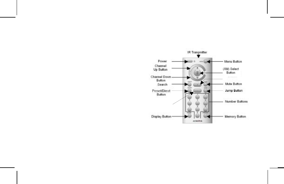 Remote control, Remote control features | Audiovox XMH-10 User Manual | Page 34 / 42