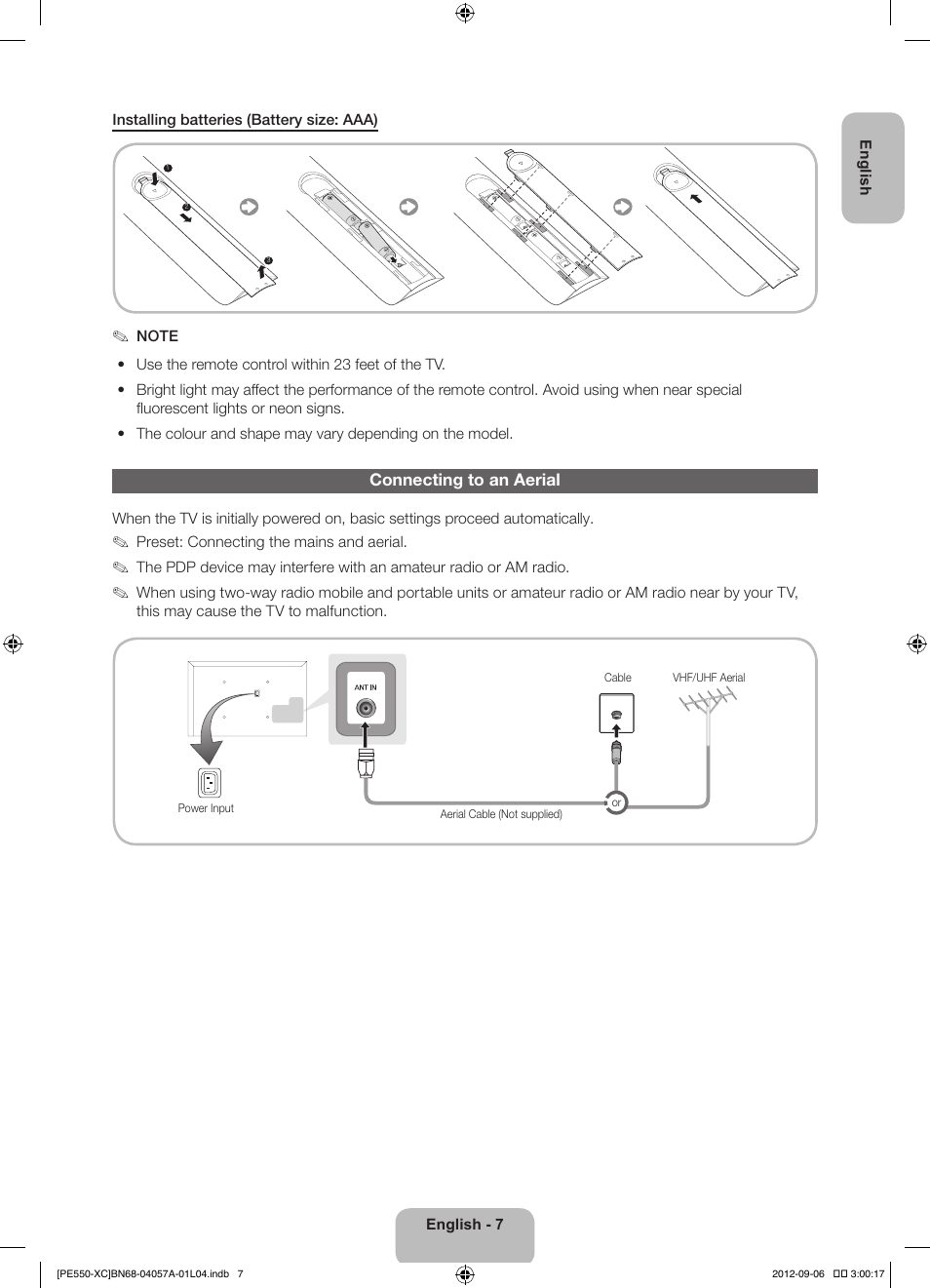 Samsung PS60E550D1W User Manual | Page 7 / 88
