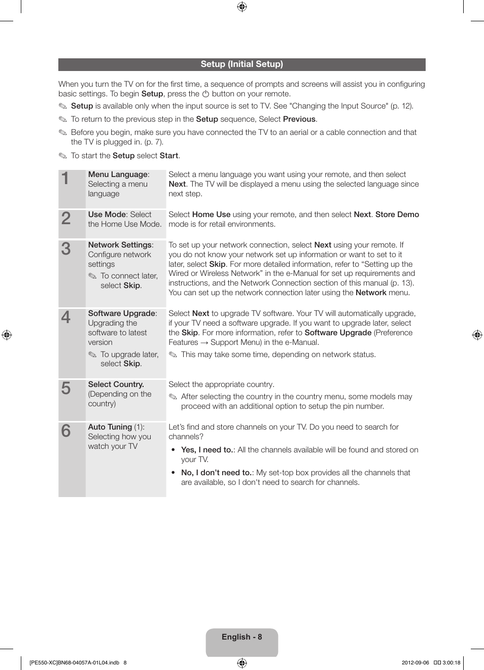 Samsung PS60E550D1W User Manual | Page 8 / 88