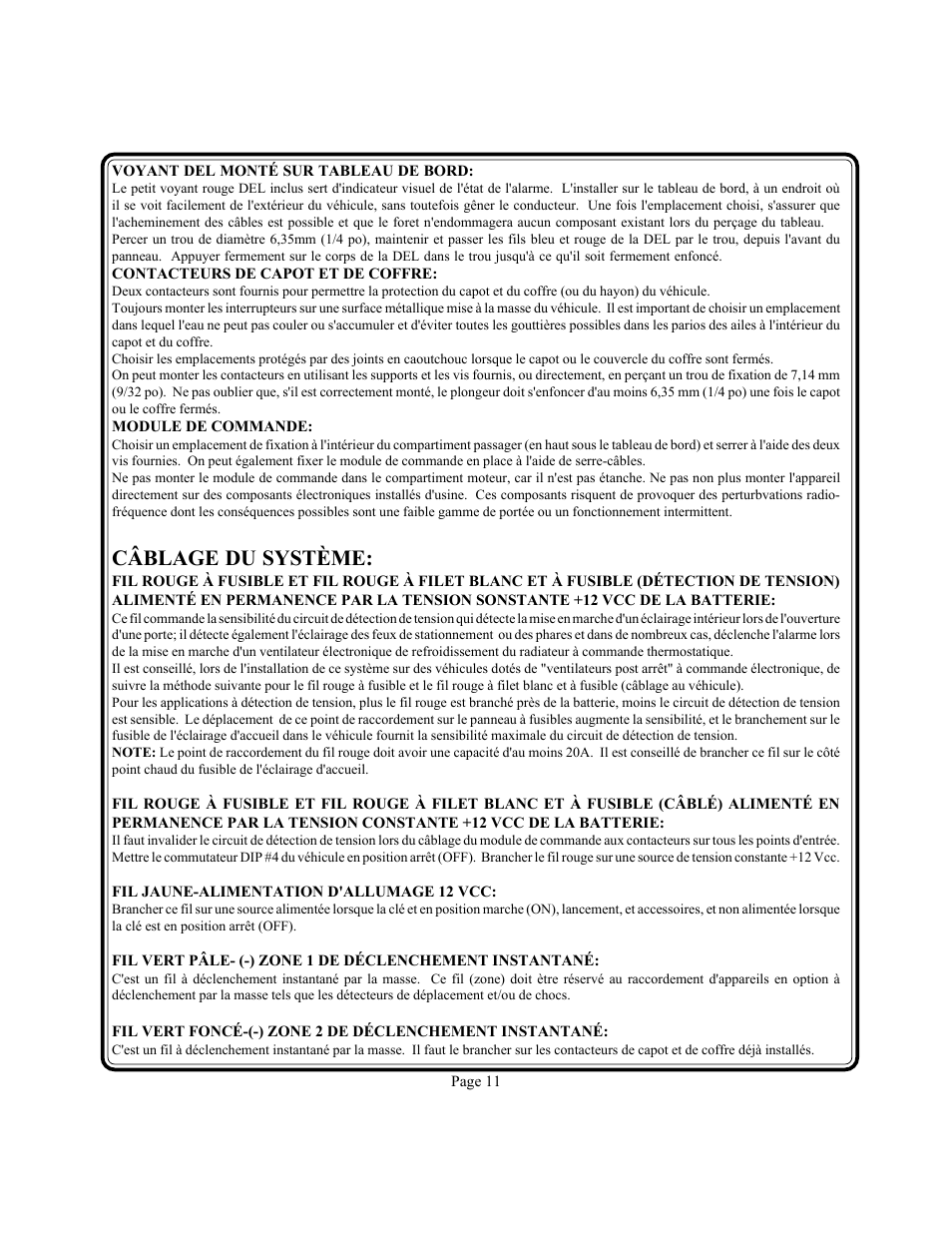 Câblage du système | Audiovox PS-230i User Manual | Page 12 / 24