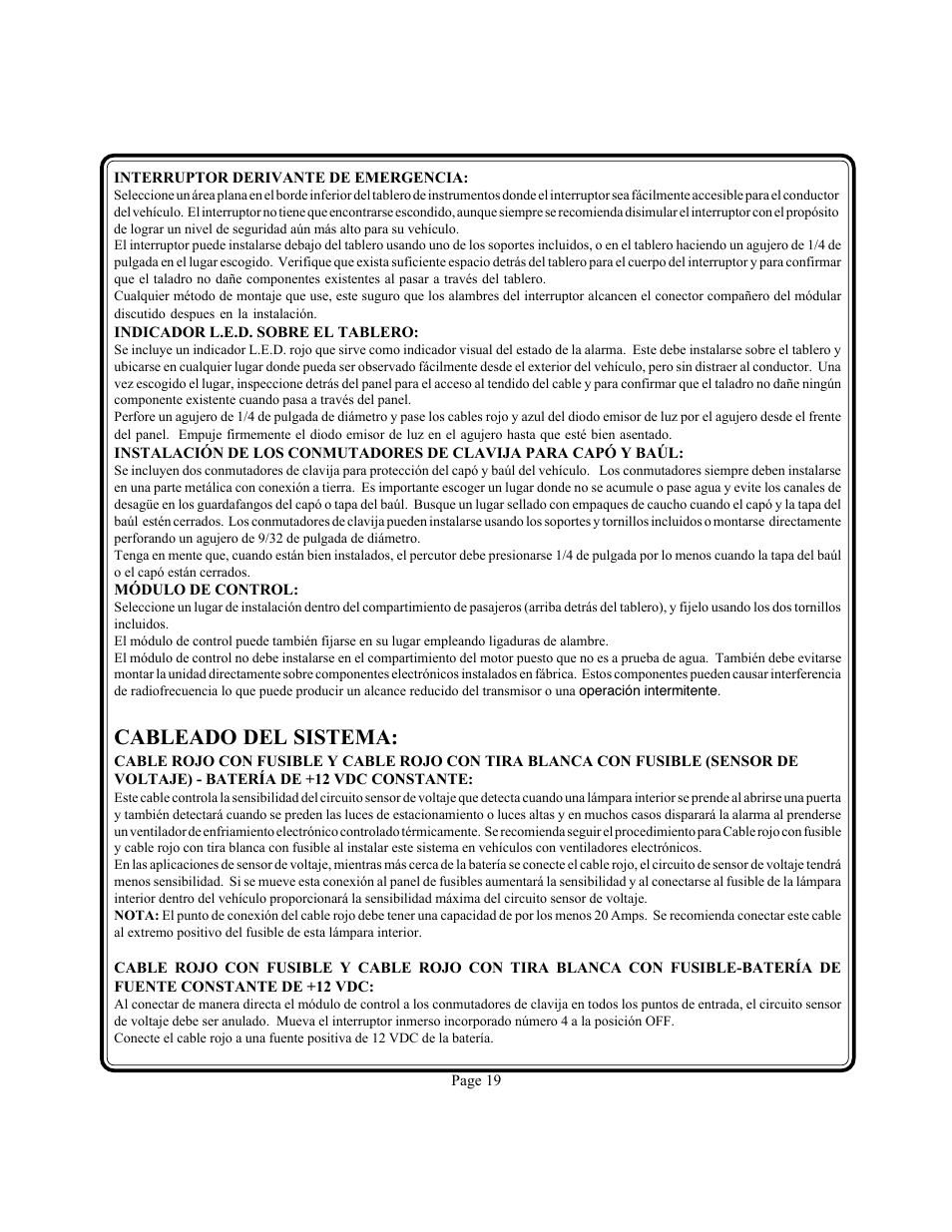 Cableado del sistema | Audiovox PS-230i User Manual | Page 20 / 24