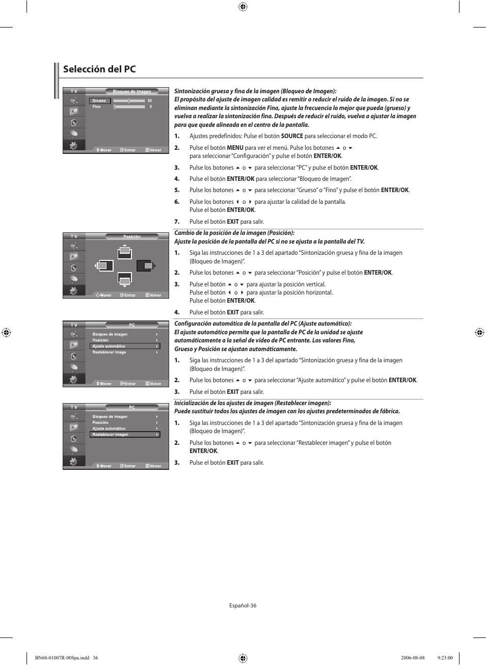 Selección del pc | Samsung LE37S73BD User Manual | Page 77 / 81