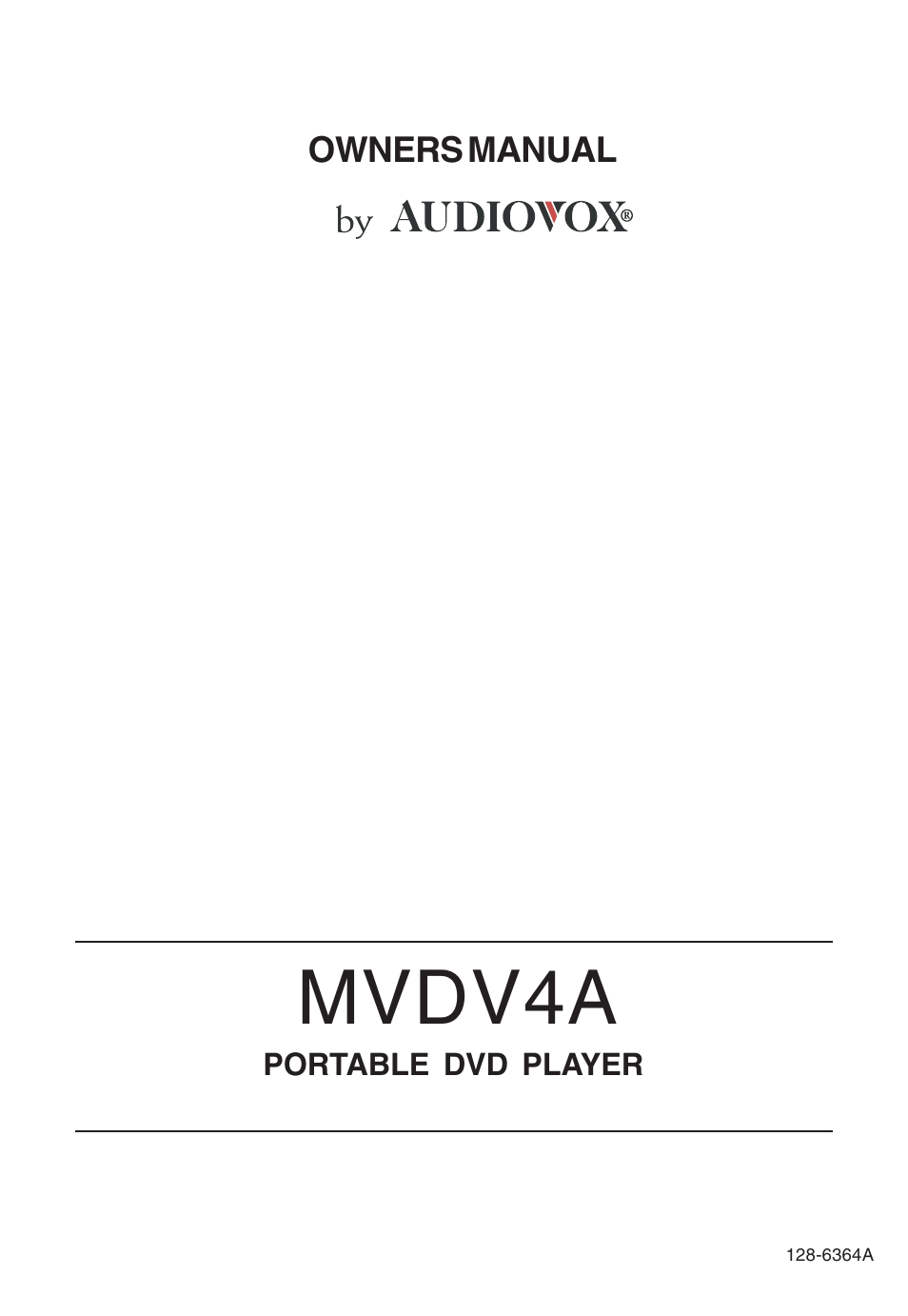 Audiovox MVDV4A User Manual | 34 pages