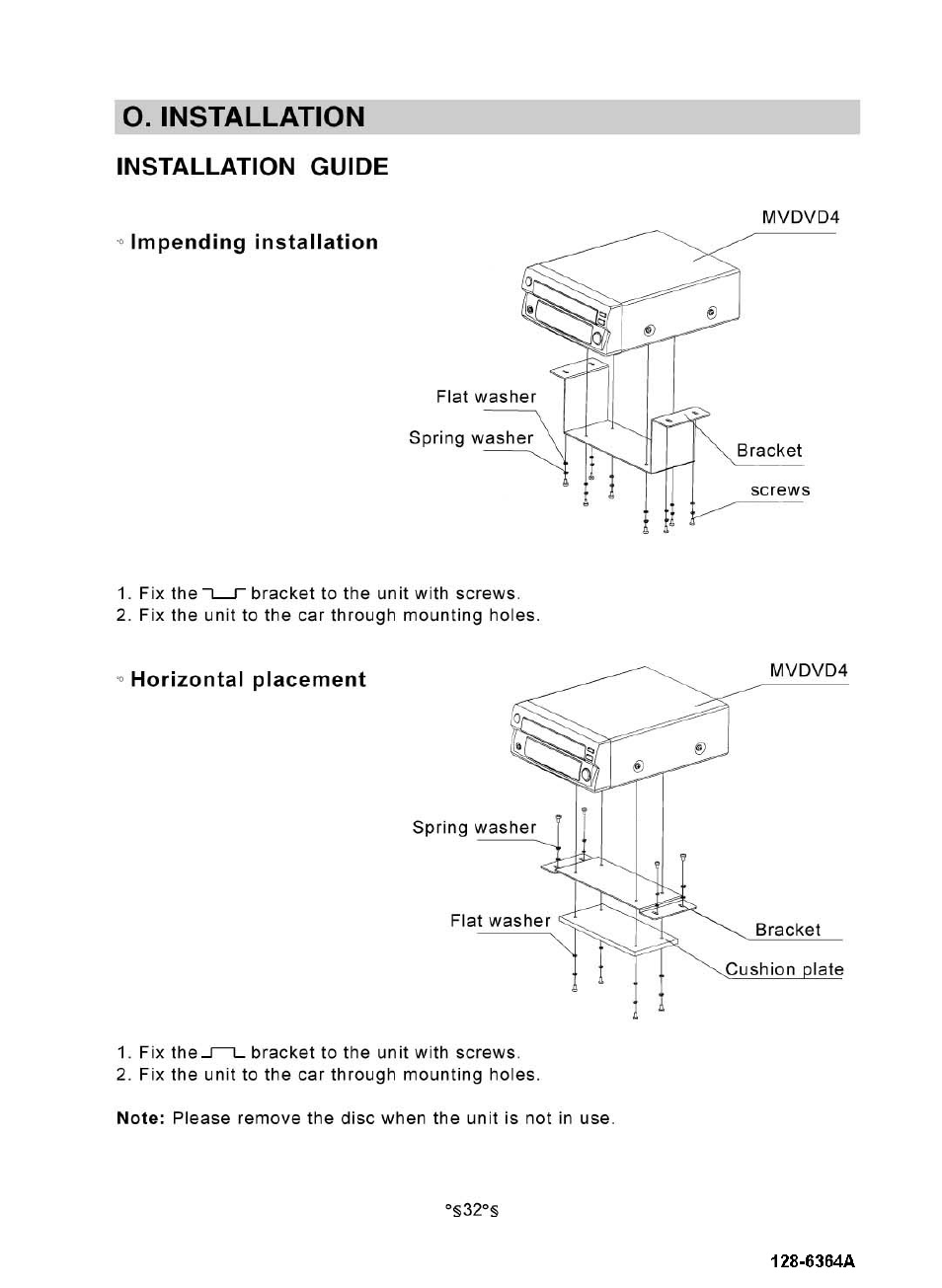 O. installation | Audiovox MVDV4A User Manual | Page 34 / 34