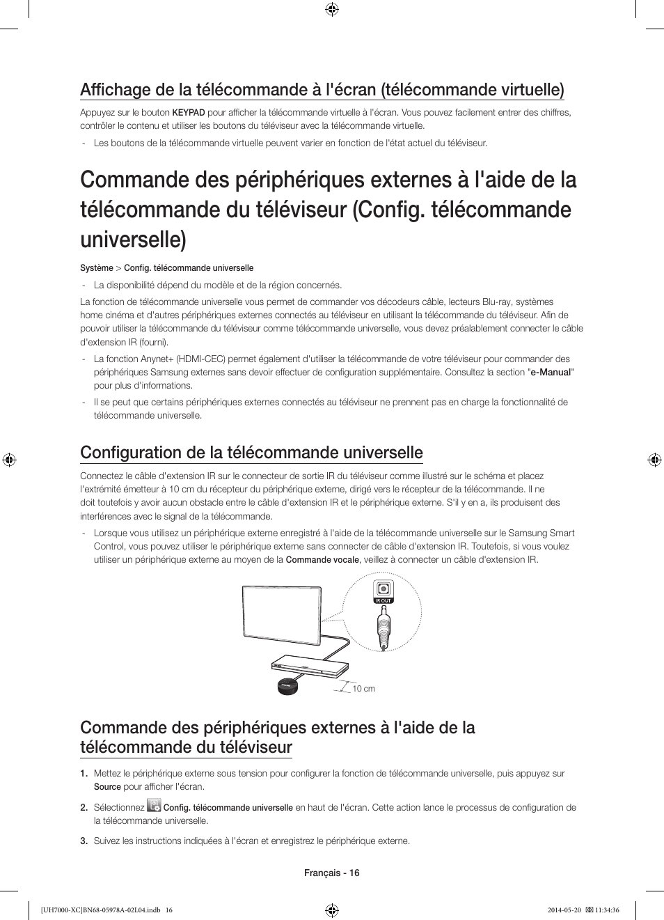 Configuration de la télécommande universelle | Samsung UE55H7000SL User Manual | Page 38 / 89