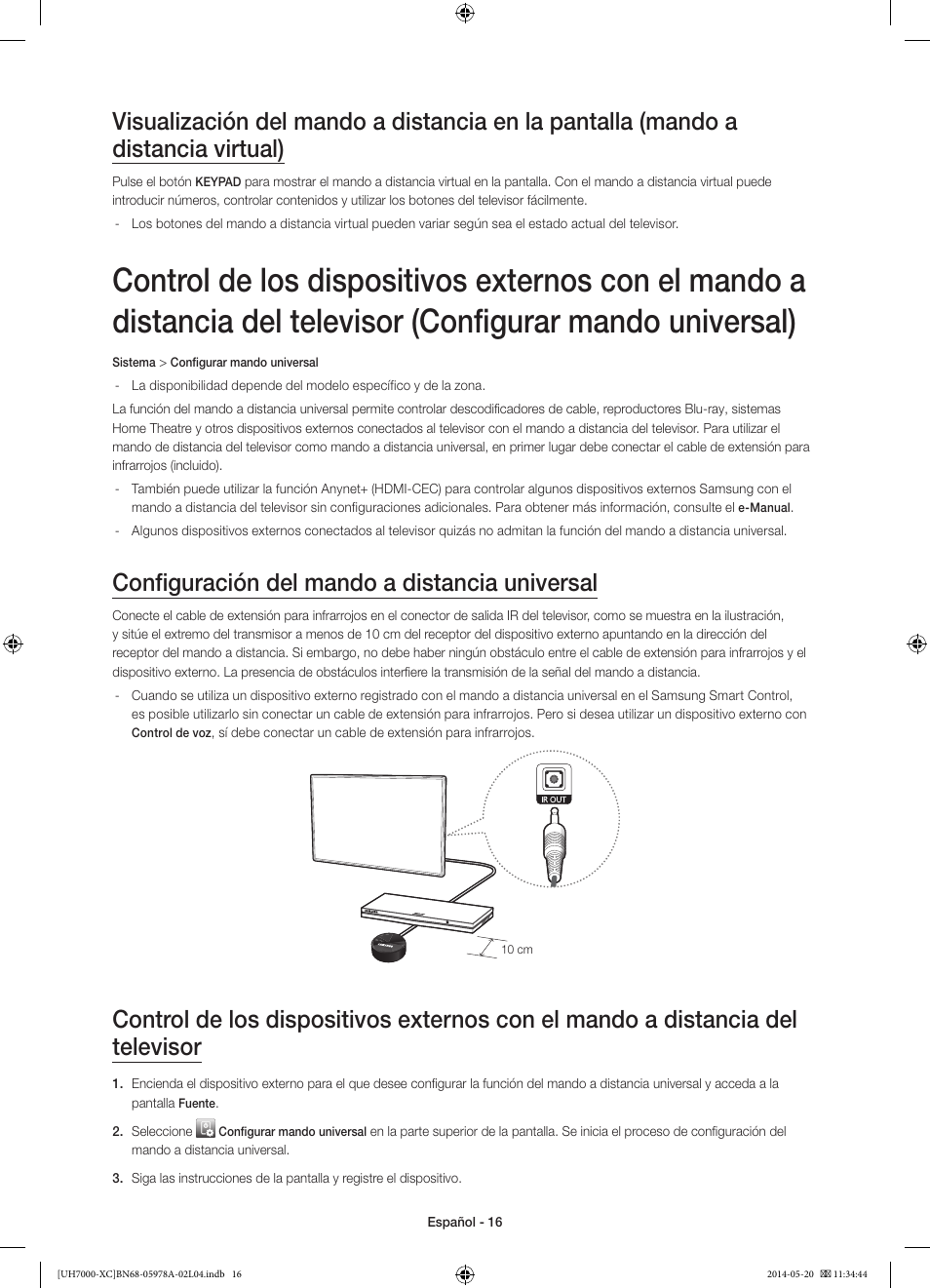Configuración del mando a distancia universal | Samsung UE55H7000SL User Manual | Page 60 / 89