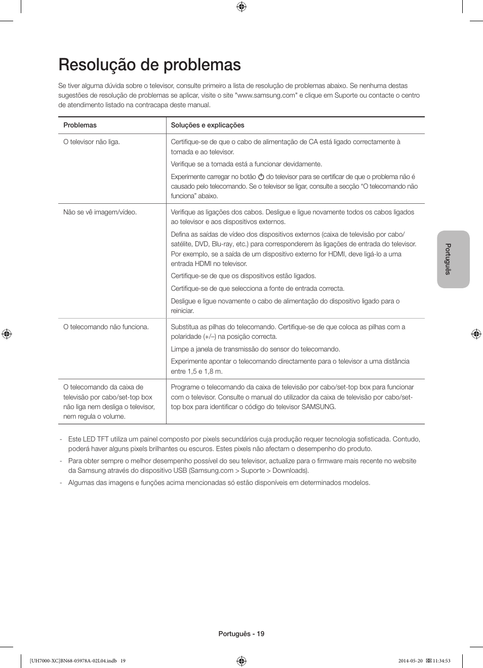 Resolução de problemas | Samsung UE55H7000SL User Manual | Page 85 / 89