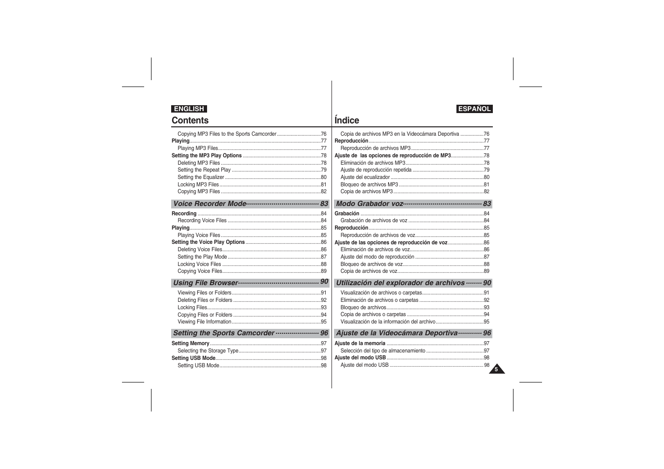 Samsung VP-X210L User Manual | Page 5 / 145