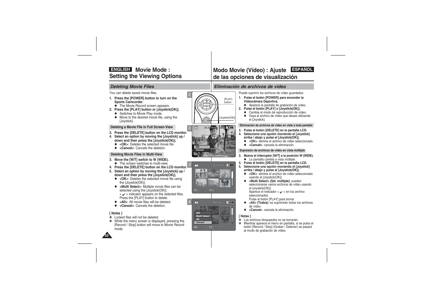 Movie mode : setting the viewing options | Samsung VP-X210L User Manual | Page 52 / 145