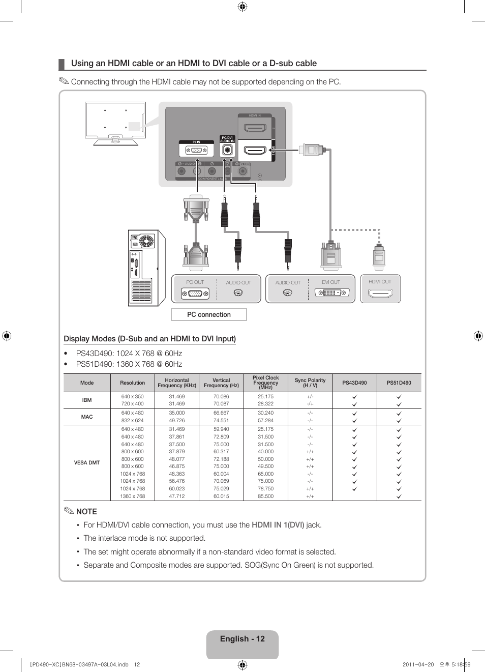 Samsung PS51D490A1W User Manual | Page 12 / 74