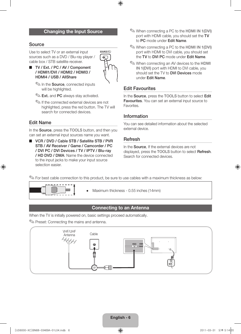 Samsung UE37D6000TW User Manual | Page 6 / 86