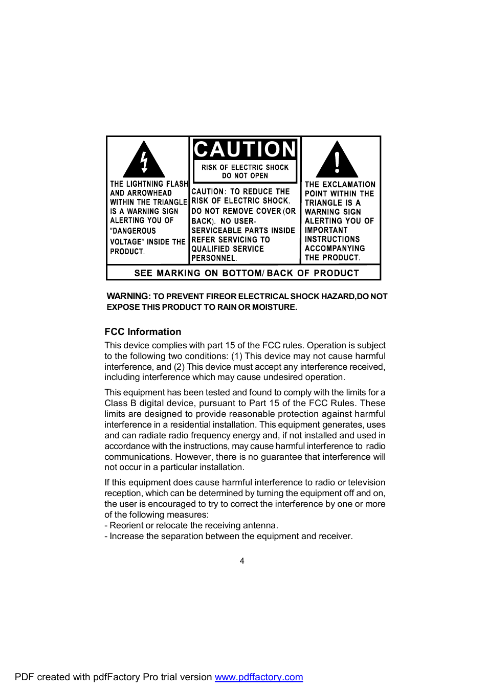 Caution | Audiovox DPF702 User Manual | Page 4 / 20