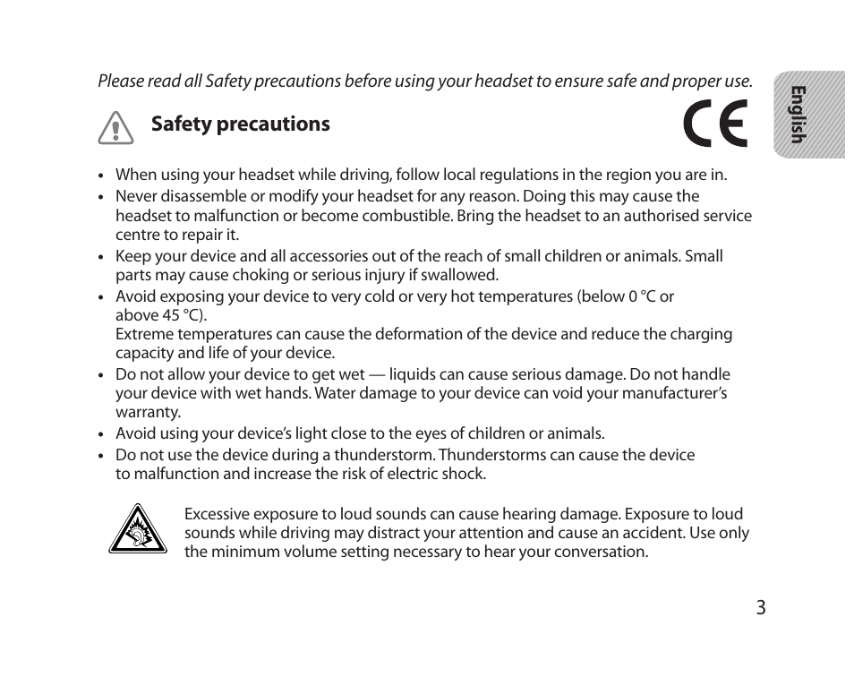 Safety precautions | Samsung HM5000 User Manual | Page 5 / 77