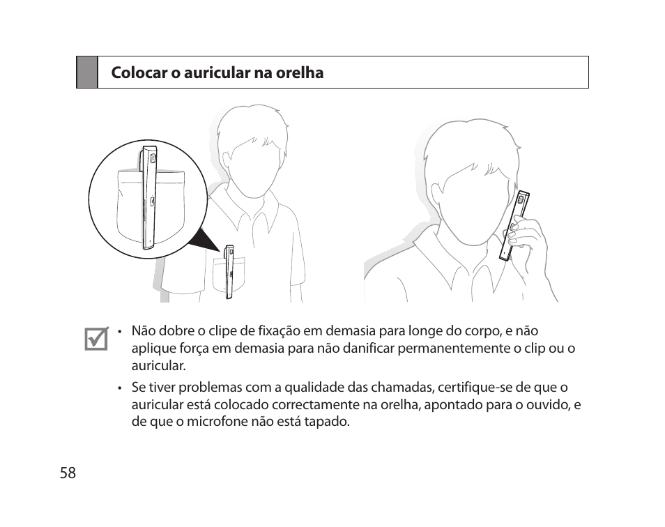 Colocar o auricular na orelha | Samsung HM5000 User Manual | Page 60 / 77