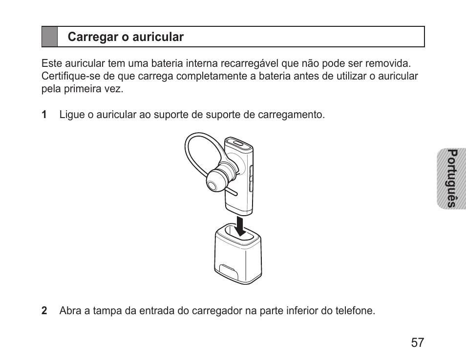 Carregar o auricular | Samsung BHM3200 User Manual | Page 59 / 80