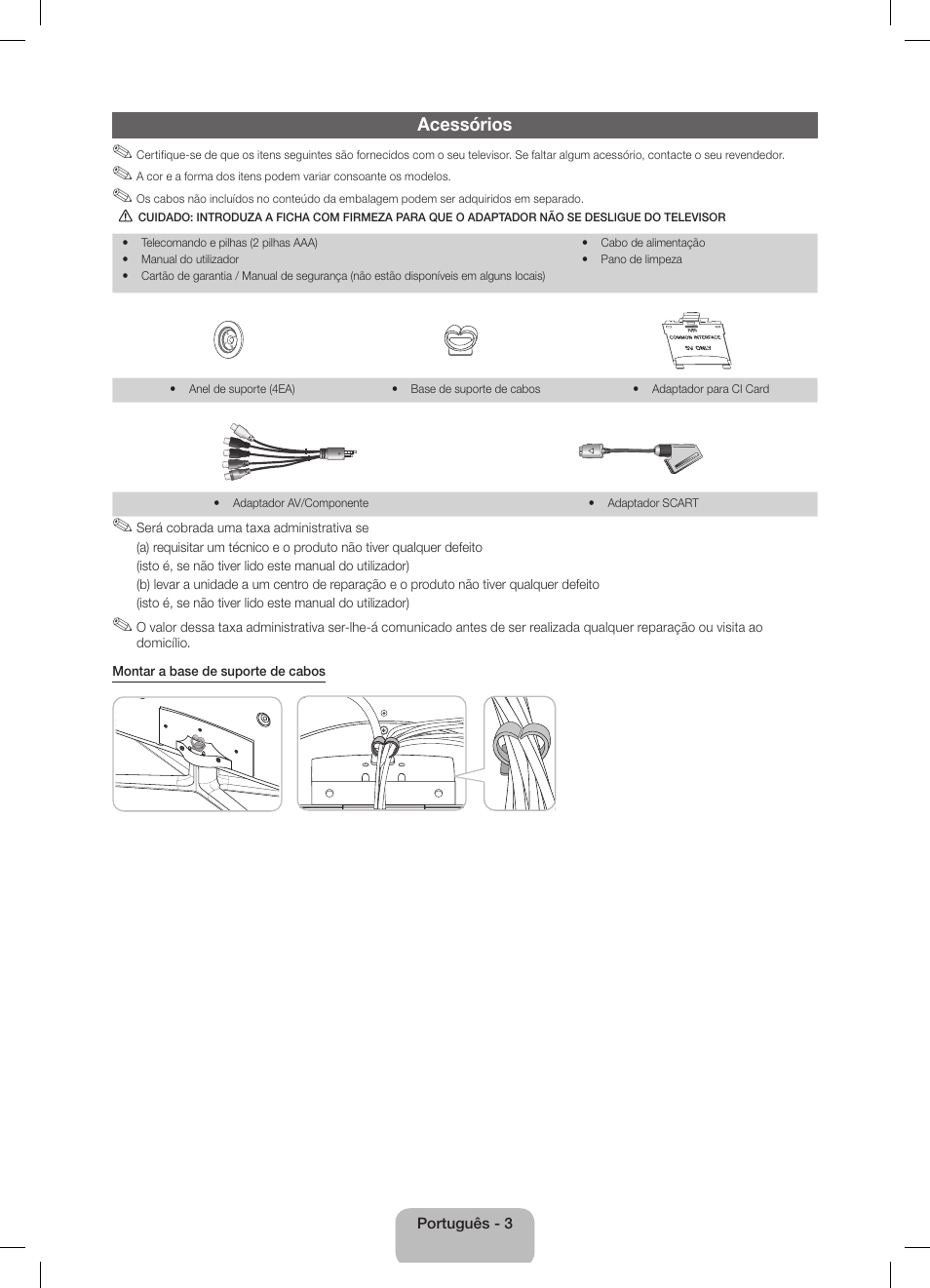 Acessórios | Samsung UE40D5800VW User Manual | Page 57 / 73