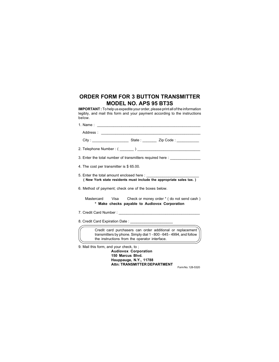 Audiovox APS 95 BT3S User Manual | Page 4 / 12